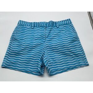 Lands' End Striped Golf Shorts Blue‎ & Gray Women's Size 12
